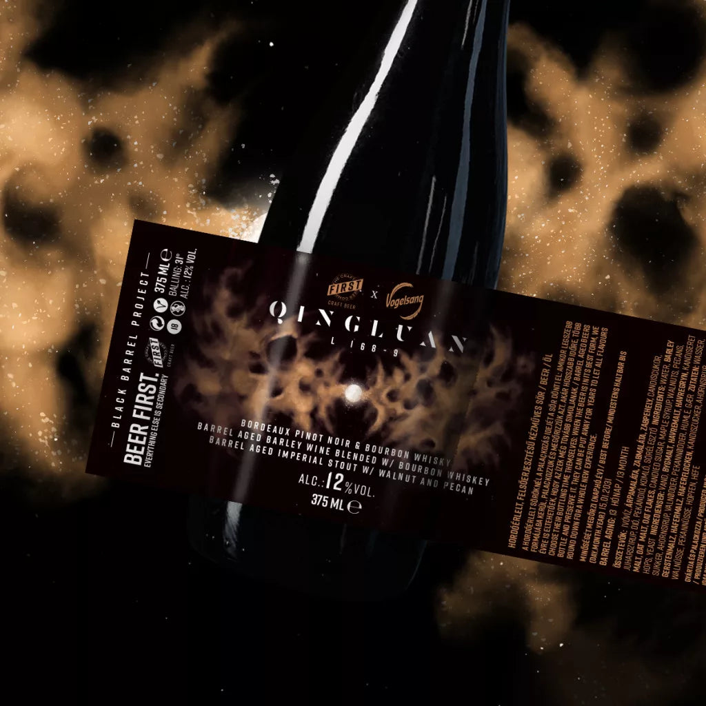 Qingluan - Bourbon Barrel-Aged Corvus Corax Imperial Stout & Barley Wine Blend, gereift auf Walnuss und Pekannus (inkl. MwSt.) - Collab mit First